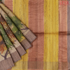 Taupe Kadhi Tussar Silk Saree
