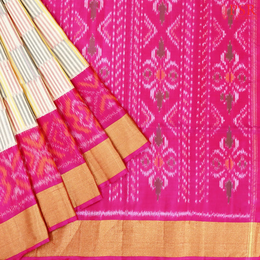 Parchment Beige Pochampally Soft Silk Saree