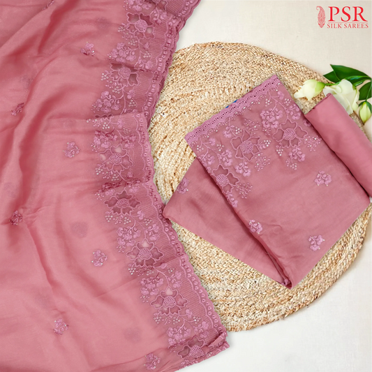 Puce Pink Tissue Dress Material