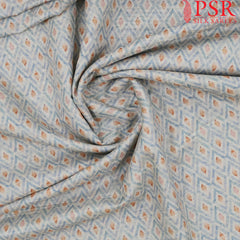 Dusty White Semi Tassar Ikkat Print Running Material