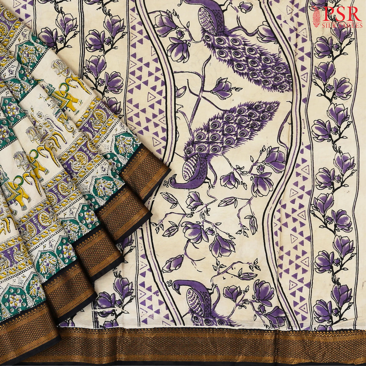Royal Beige Kalamkari Silk Saree