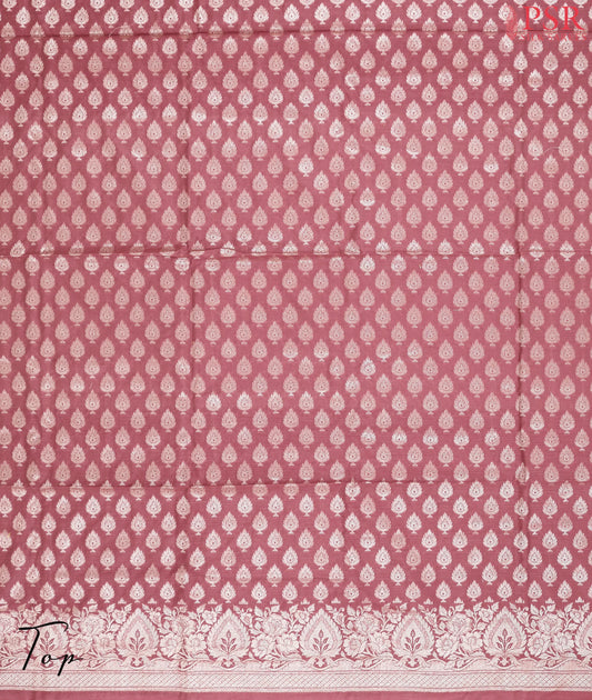Dark Blush Pink Banaras Silk Cotton Dress Material