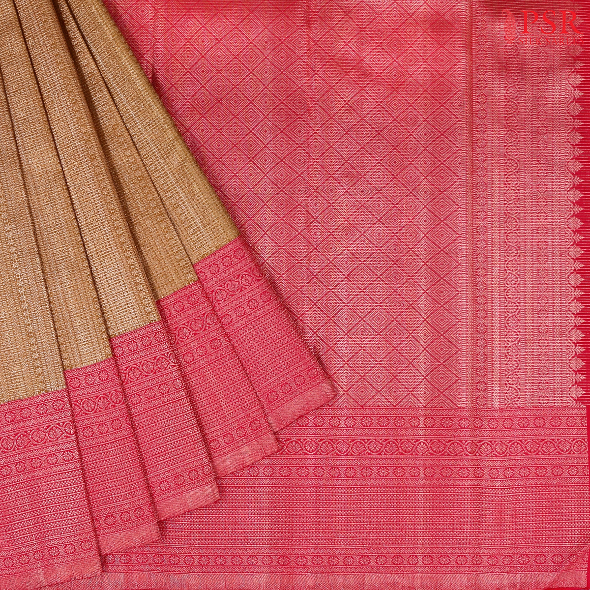 Tortilla Brown Bridal Kanchipuram Silk Saree