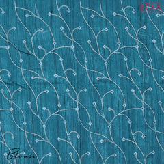 Peacock Blue Kosa Embroidery Saree