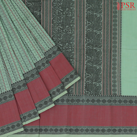 Mint Green Kalakshetra Kovai Cotton Saree