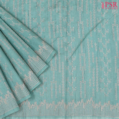 Mint Blue Semi Tussar Embroidery Saree