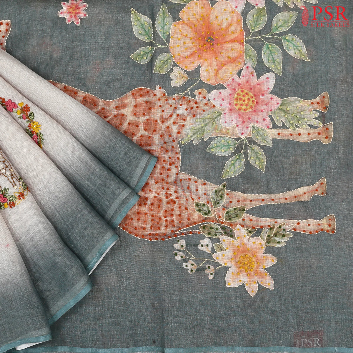 Pearl Beige Linen Saree