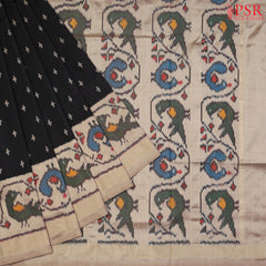 Black Pochampally Ikat Silk Saree