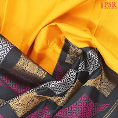 Amber Yellow & Black Kanchipuram Half & Half Silk Saree
