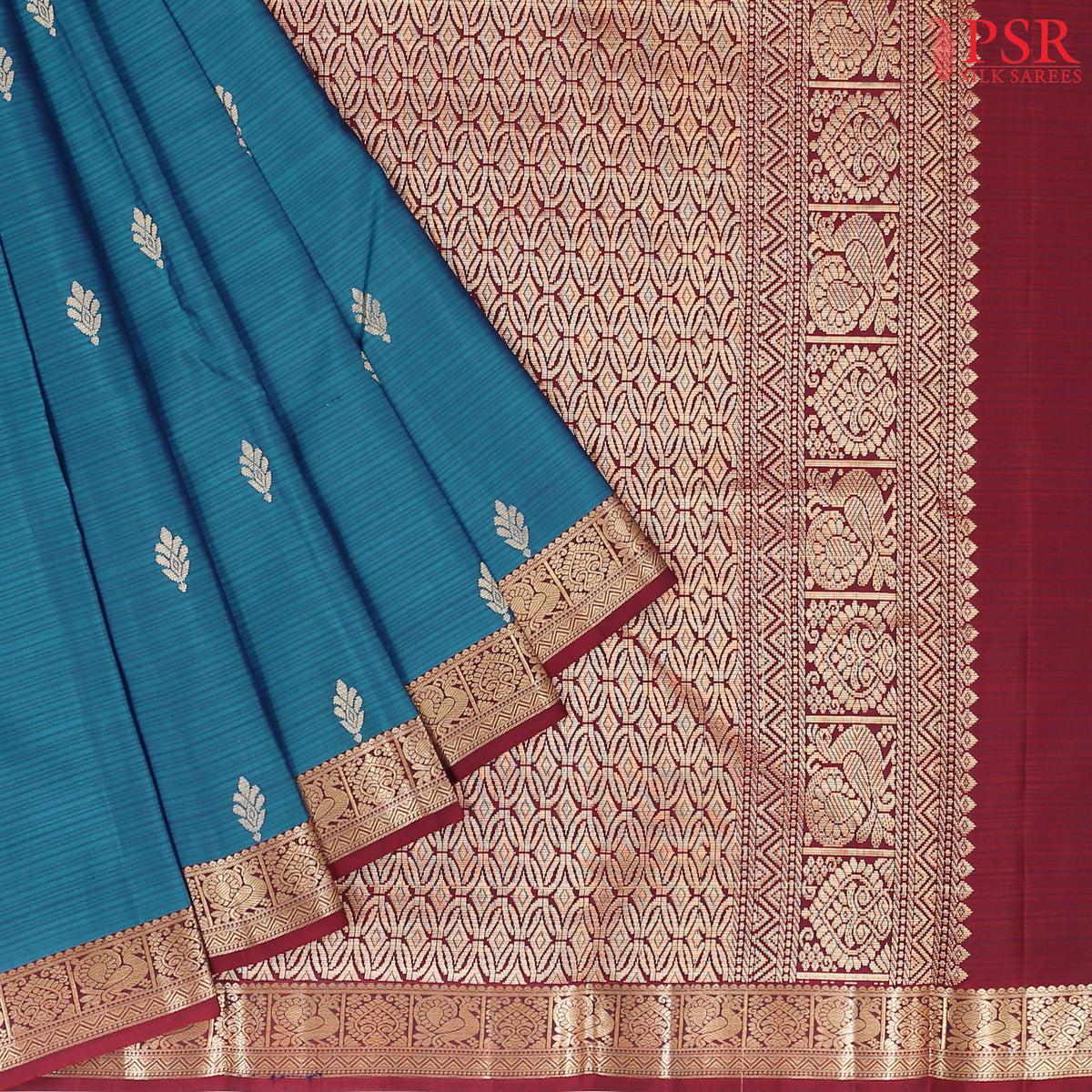 Dark Cerulean Blue Fancy Kanchipuram Silk Saree