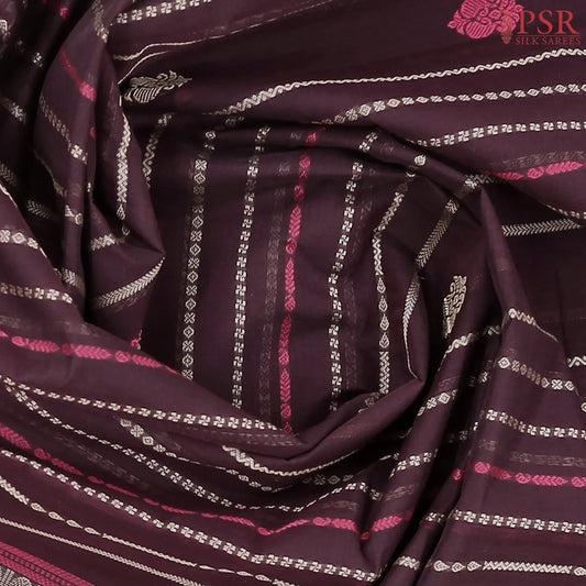 Aubergine Brown Kalakshetra Kovai Cotton Saree