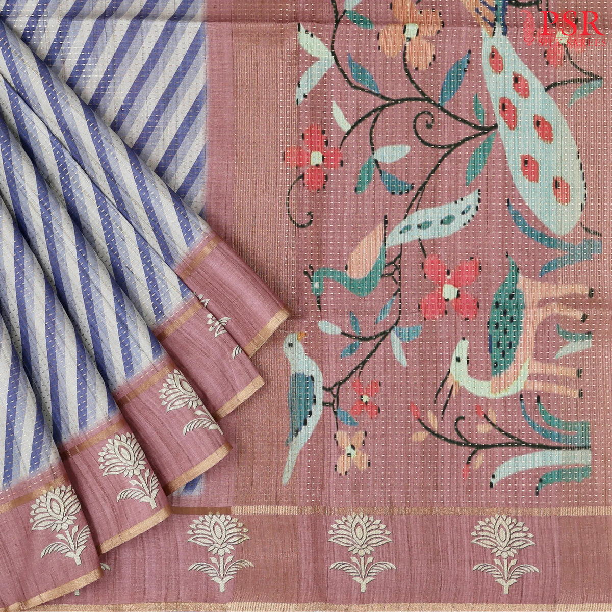 Shades Of Indigo Semi Tussar Saree