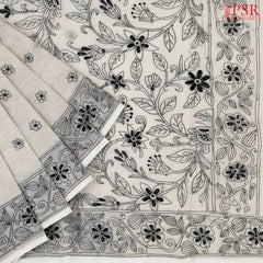 Candlelight Beige Bengal Cotton Saree