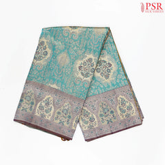 Heavenly Blue Kanchipuram Jacquard Tissue Silk Saree