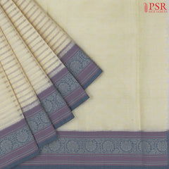 Butter Beige Silk Cotton Cut Work Saree