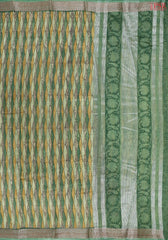 Green & Mustard Chanderi Silk Cotton Saree