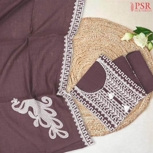 Dark Mauve Pure Silk Cotton Dress Material