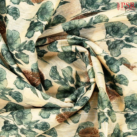 Cream Beige Bamboo Silk Sarees