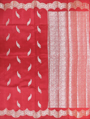 Carmine Red Chiniya Silk Saree