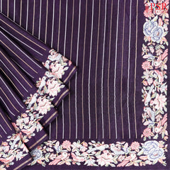 Aubergine Purple Semi Tussar Saree
