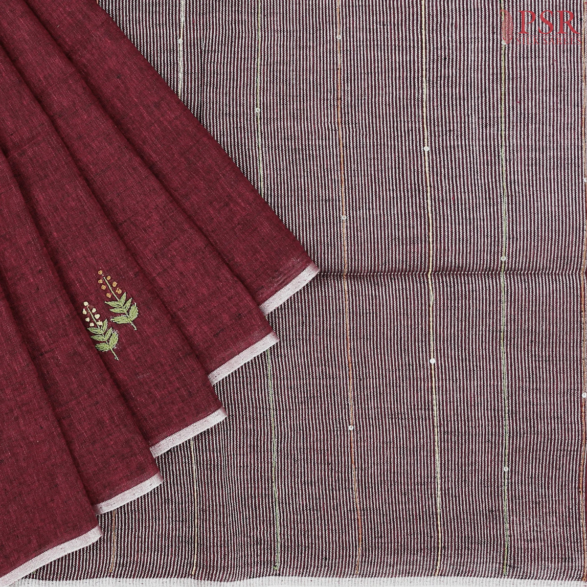 Dark Crimson Linen Saree