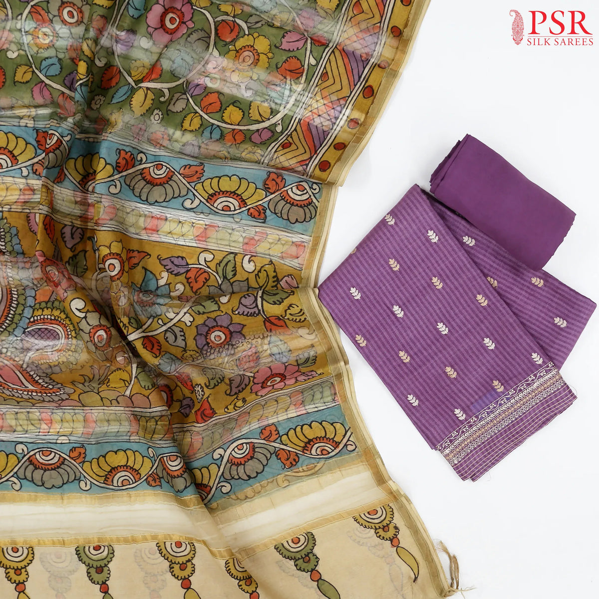 Orchid Purple Tassar Silk Dress Material