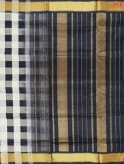 Beige & Black Cotton Silk Saree
