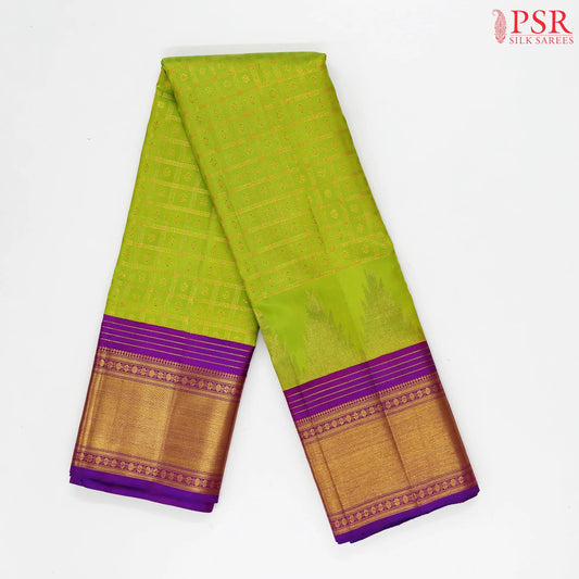 Bright Green Kanchipuram Silk Saree