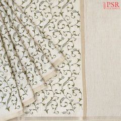 Beige Semi Tussar Saree