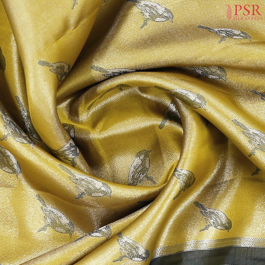 Brass Yellow Kanchipuram Jacquard Tissue Silk Saree