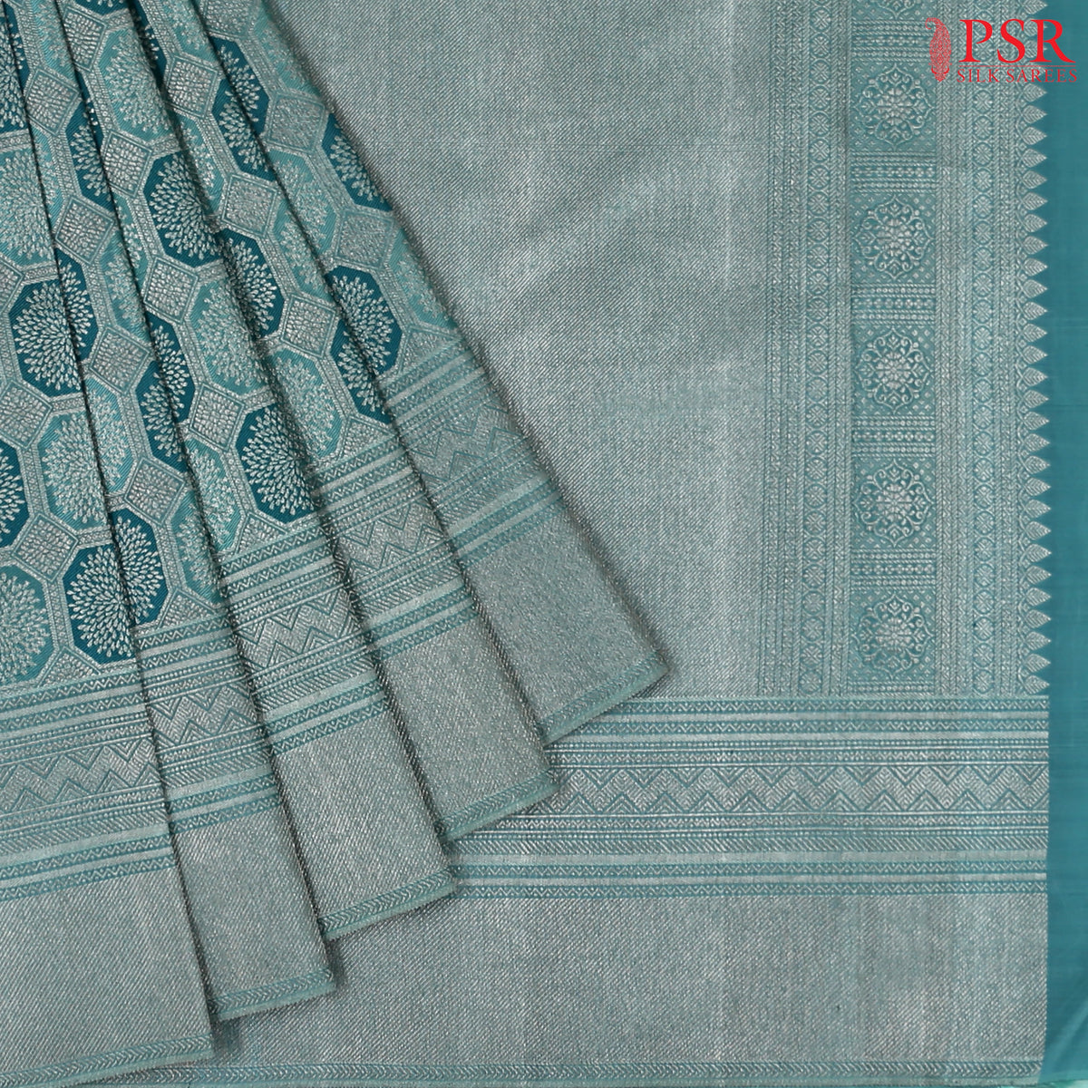 Turquoise Kanchipuram Silk Saree