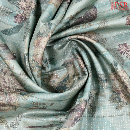 Light Teal Semi Tussar Saree