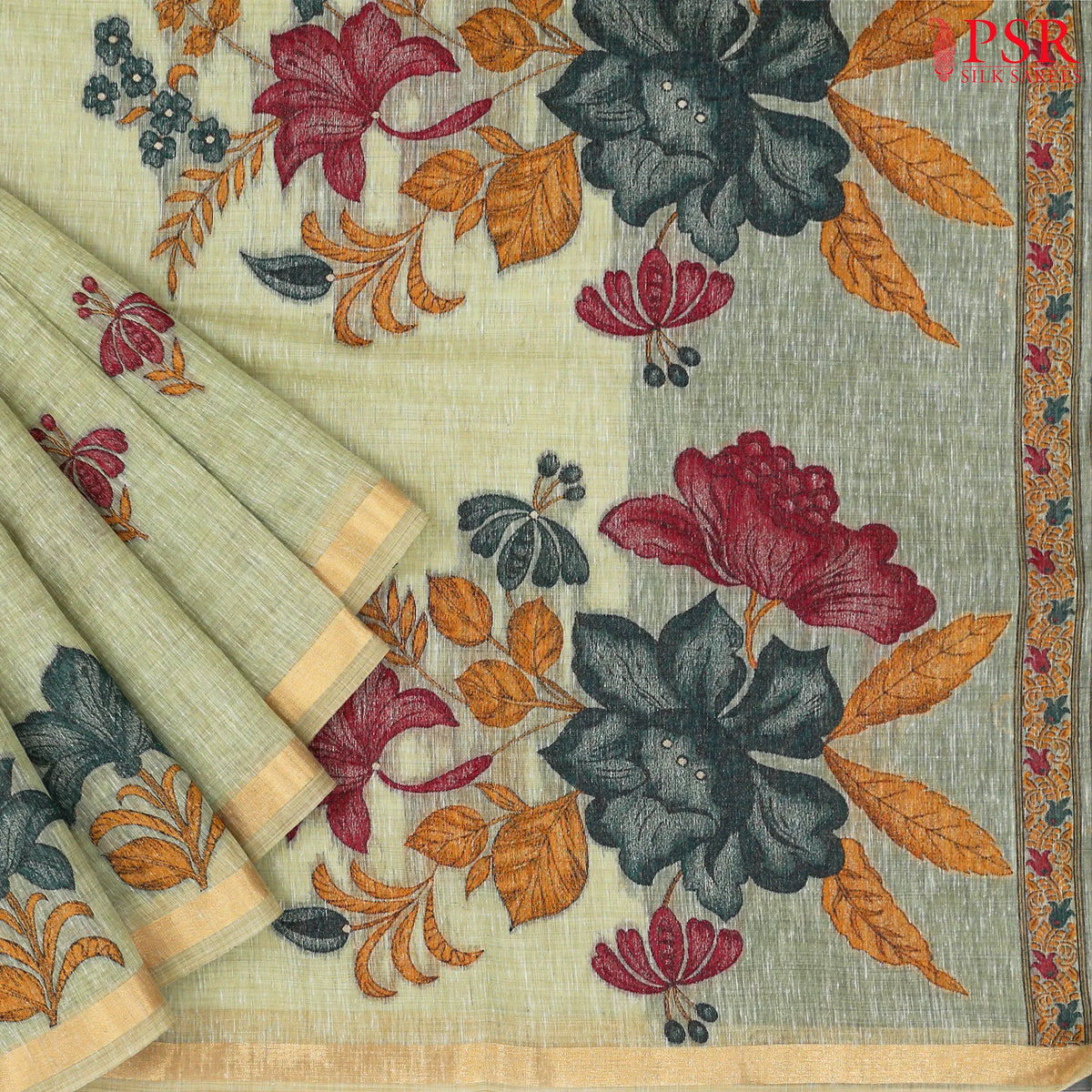 Pistachio Green Ghicha Cotton Saree