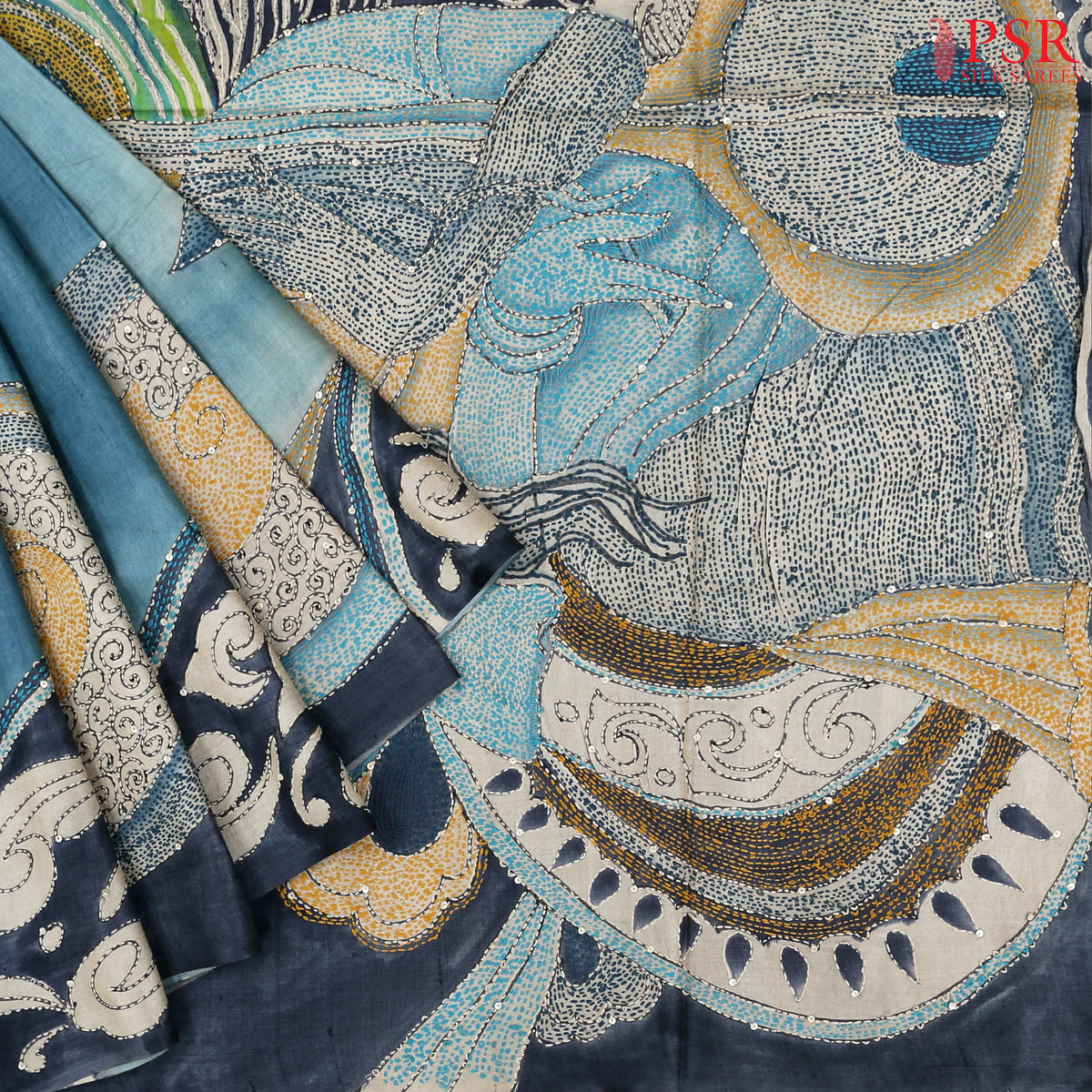 Light Celestial Blue Kadhi Tussar Silk Saree
