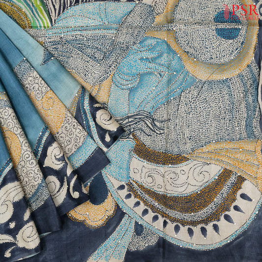 Light Celestial Blue Kadhi Tussar Silk Saree