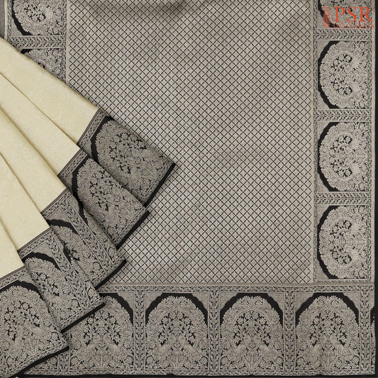 Classic Beige Kanchipuram Jacquard Silk Saree