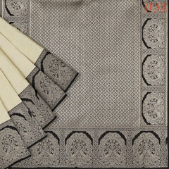 Classic Beige Kanchipuram Jacquard Silk Saree