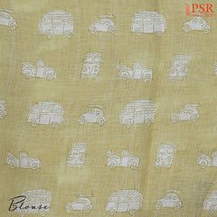 Floral White Linen Saree
