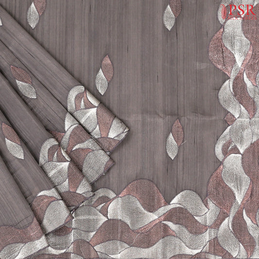 Fossil Grey Kosa Embroidery Saree