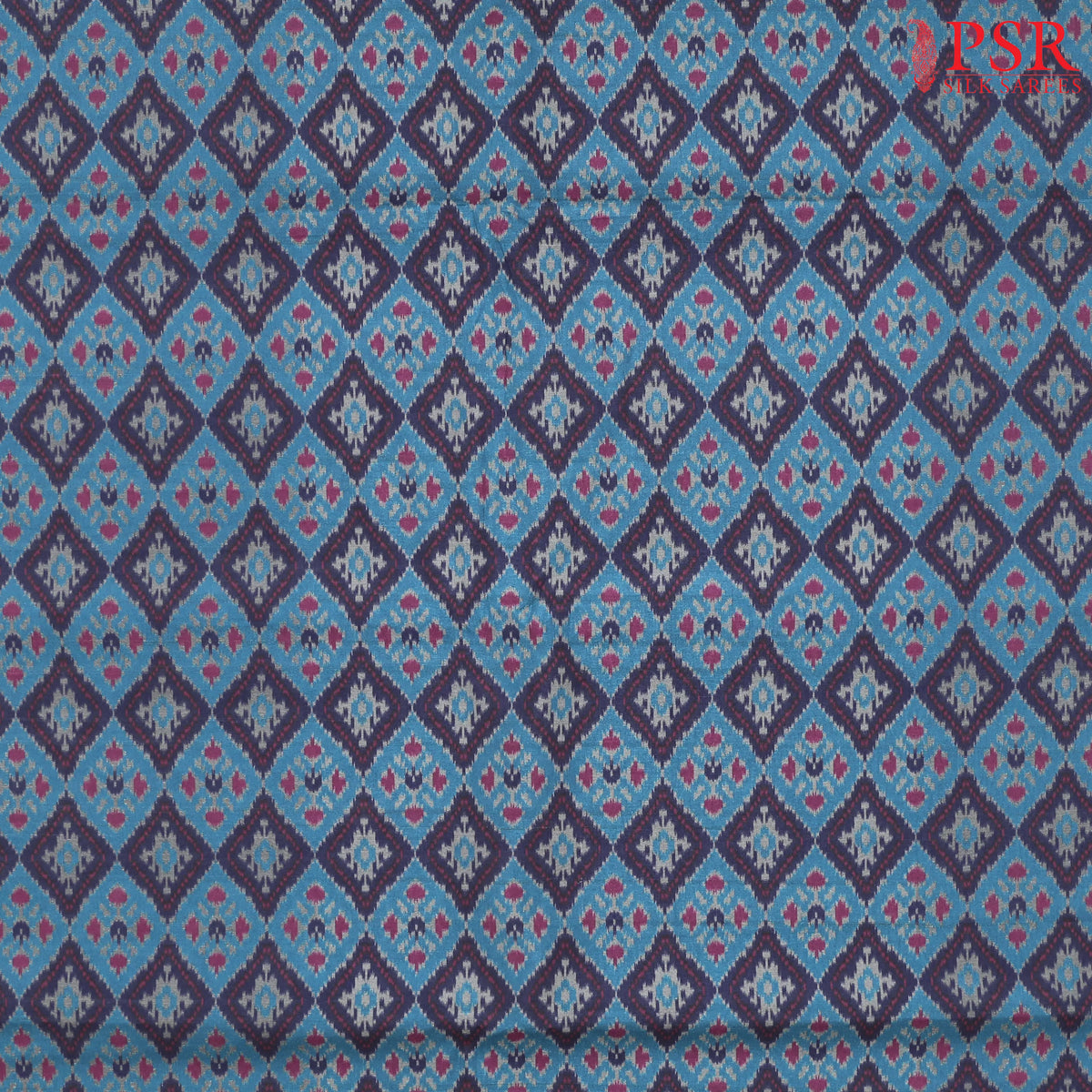 Dark Blue Semi Tassar Ikkat Print Running Material