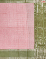 Off White & Light Red Assam Saree