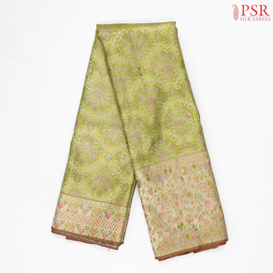 Citrus Green Kanchipuram Jacquard Tissue Silk Saree