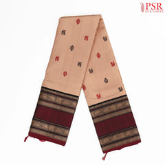 Light Saffron Kanchipuram Silk Saree