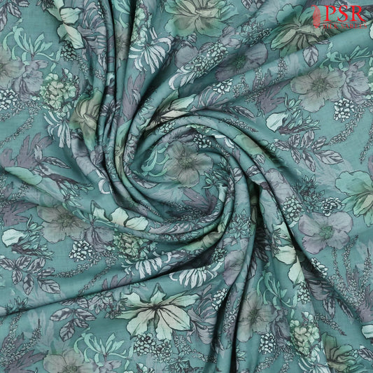 Pine Green Linen Print Running Material