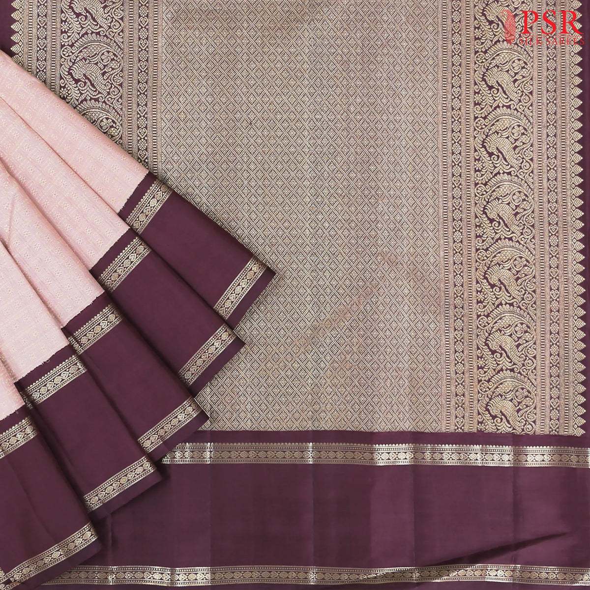Pastel Pink Kanchipuram Jacquard Silk Saree