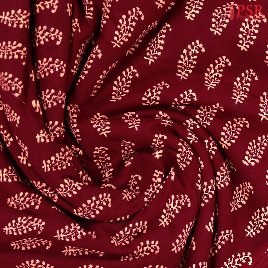 Wine Purple Cotton Print Running Material