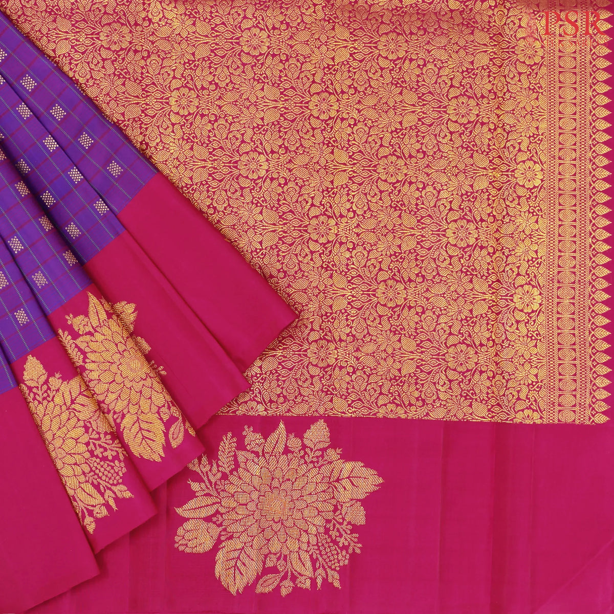 Dark Orchid Kanchipuram Silk Saree