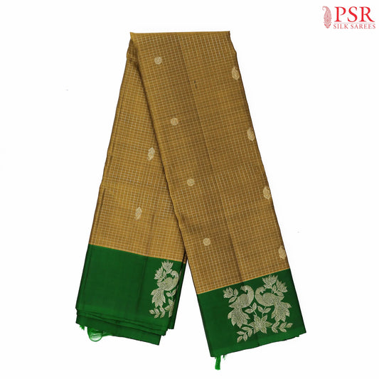 Mustard Brown Kanchipuram Silk Saree