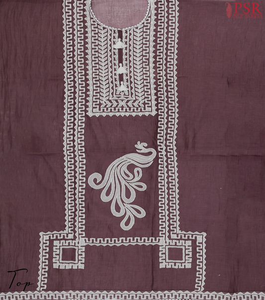 Dark Mauve Pure Silk Cotton Dress Material