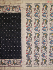 Black Pochampally Ikat Silk Saree